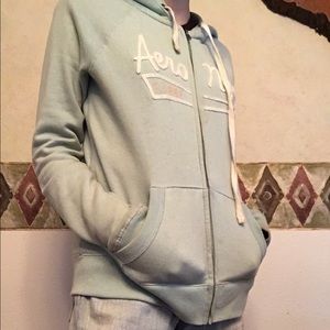 Aeropostale mint green zip up hoodie